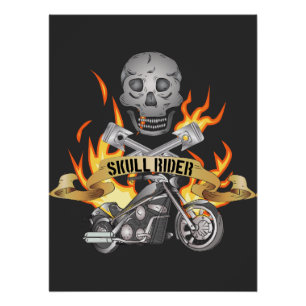 Póster Rótulo comunitario de motocicletas Skull Rider
