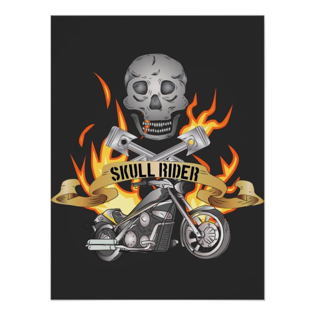 Póster Rótulo comunitario de motocicletas Skull Rider (Anverso)