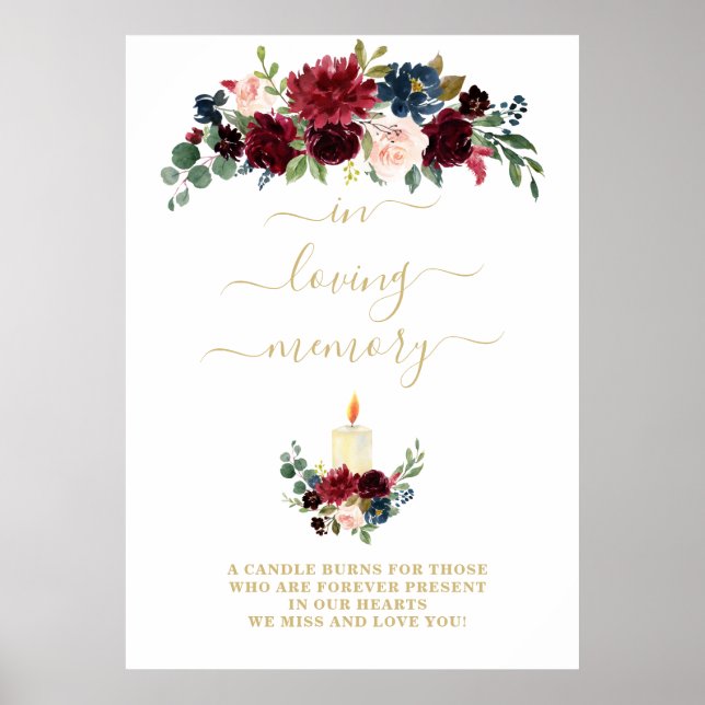 Póster Rótulo conmemorativo Boda de flores azules de Rubo (Frente)