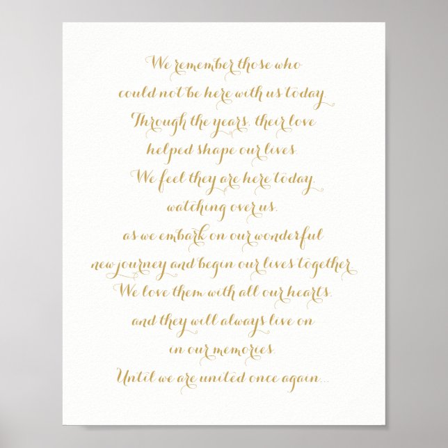 Póster Rótulo conmemorativo de boda personalizado oro (Frente)