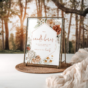 Póster Rótulo conmemorativo del Boda del atardecer floral