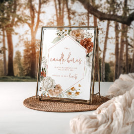 Póster Rótulo conmemorativo del Boda del atardecer floral