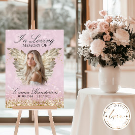 Póster Rótulo conmemorativo del Purpurina de oro Angel Wi