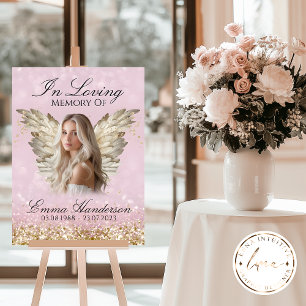 Póster Rótulo conmemorativo del Purpurina de oro Angel Wi
