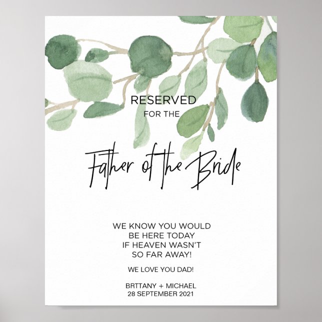 Póster Rótulo conmemorativo para el padre de los Bodas de (Frente)