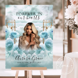 Póster Rótulo conmemorativo - Rosas azules y puertas de o