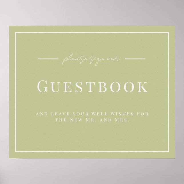 Póster Rótulo Coral y Cream Boda Guestbook (Frente)