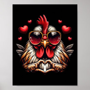 Póster Rótulo Corazón Mano Pollo Niños Hombres Mujeres Po