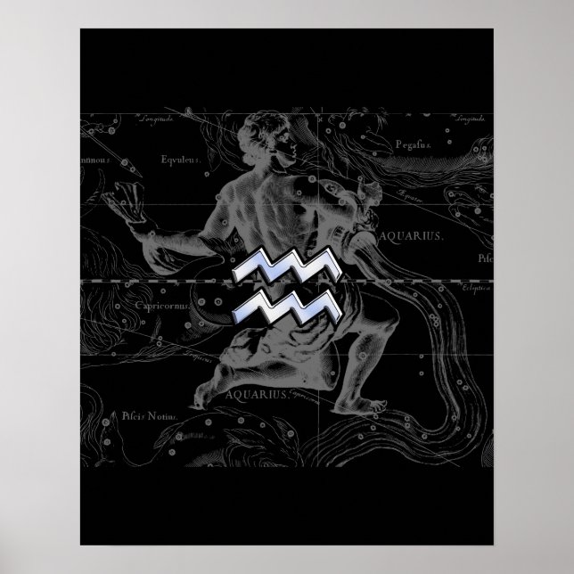 Póster Rótulo cromado como Aquarius Zodiac en Hevelius (Frente)