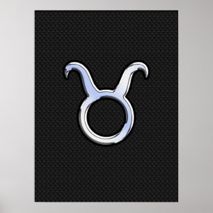 Póster Rótulo cromado como Taurus Zodiac sobre piel de se