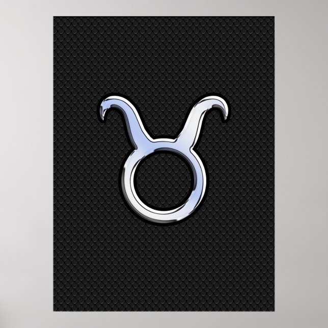 Póster Rótulo cromado como Taurus Zodiac sobre piel de se (Frente)