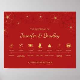 Póster Rótulo cronológico Boda de flores de cerezo de oro