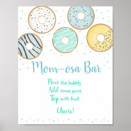 Póster Rótulo Cute Blue Donut Baby Shower Mimosa Bar