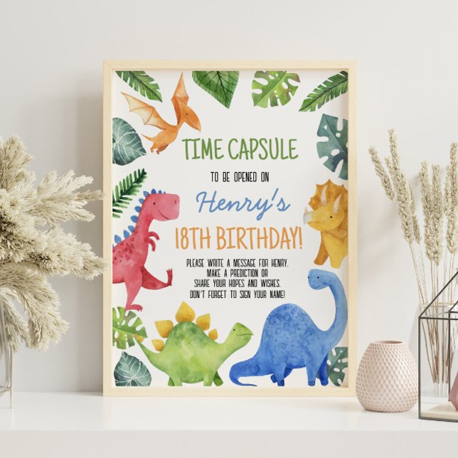 Póster Rótulo Cute Dinosaur Birthday Time Capsule (Subido por el creador)
