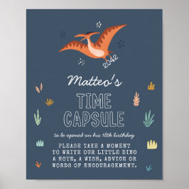 Póster Rótulo Cute Dinosaur Time Capsule