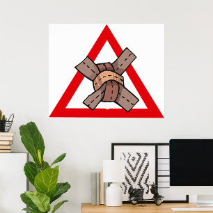 Póster Rótulo de advertencia sobre la carretera por embot