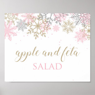 Póster Rótulo de alimentos para copos de nieve rosa Onede
