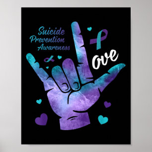 Póster Rótulo de amor Verde azulado & Cinta púrpura S