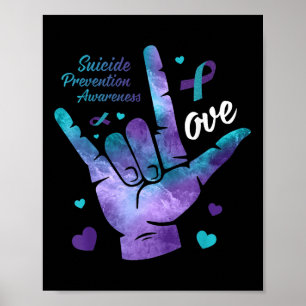 Póster Rótulo de amor Verde azulado &amp; Cinta púrpura S