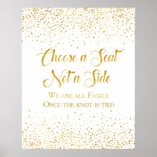 Póster Rótulo de asiento de Boda de Confetti Purpurina de