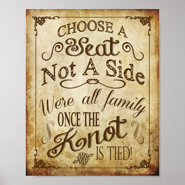 Póster Rótulo de asiento de bodas antiguas (Frente)