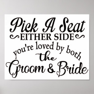 Póster Rótulo de asiento del boda