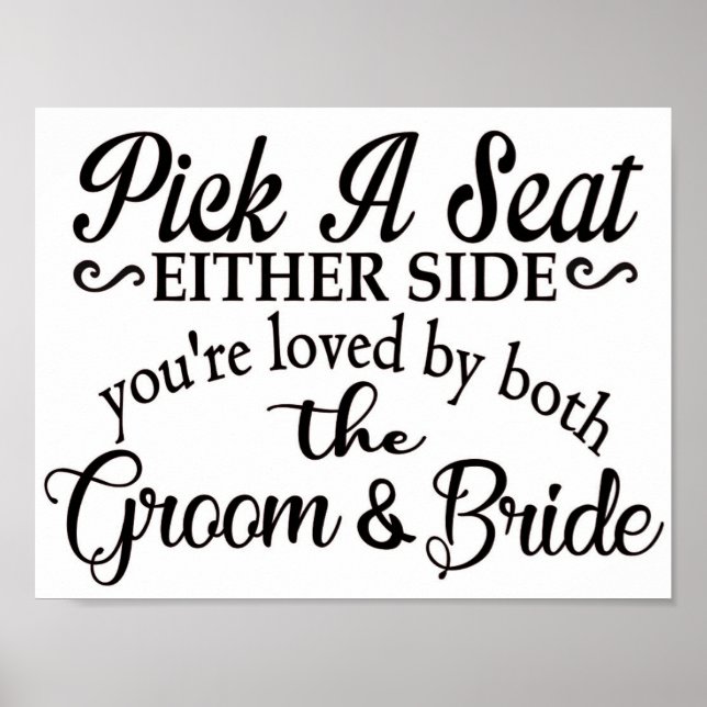 Póster Rótulo de asiento del boda (Frente)
