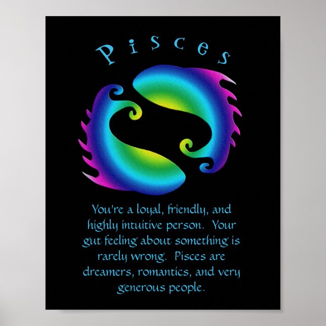 Póster Rótulo de Astrología Piscis Zodiac (Frente)
