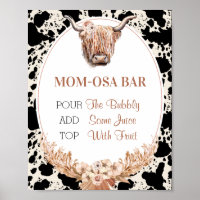 Rótulo de Baby Shower Boho Floral Cow Mom-osa Bar