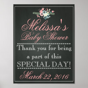 Póster Rótulo de Baby Shower Chalk personalizado, Poster 