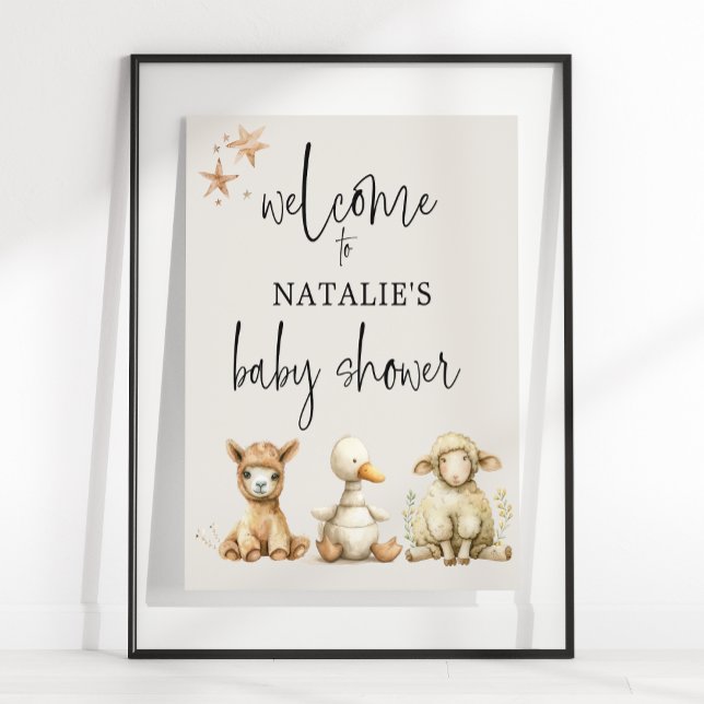 Póster Rótulo de Baby Shower de animales de crianza de vi (Subido por el creador)