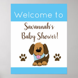 Póster Rótulo de Baby Shower de cachorros marrones