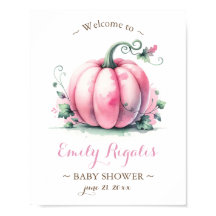 Rótulo de Baby Shower de calabaza pequeña - rosa