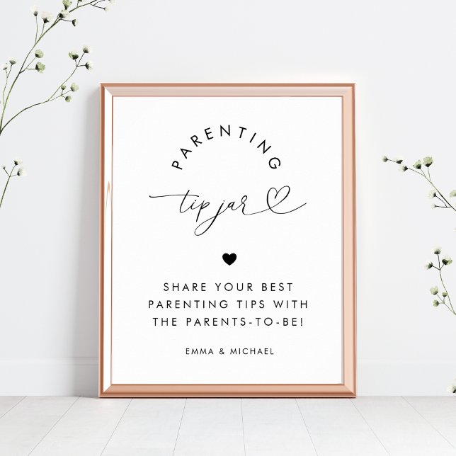 Póster Rótulo de Baby Shower de Heart Script Parenting Ti (Subido por el creador)