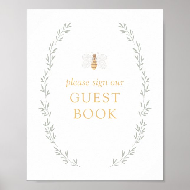 Póster Rótulo de Baby Shower Guest Book (Frente)