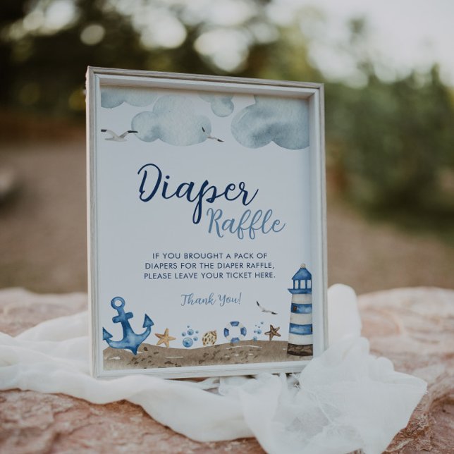 Póster Rótulo de Baby Shower Nautical Diaper Raffle (Subido por el creador)