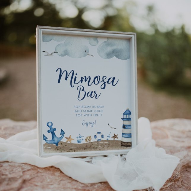 Póster Rótulo de Baby Shower Nautical Mimosa Bar (Subido por el creador)
