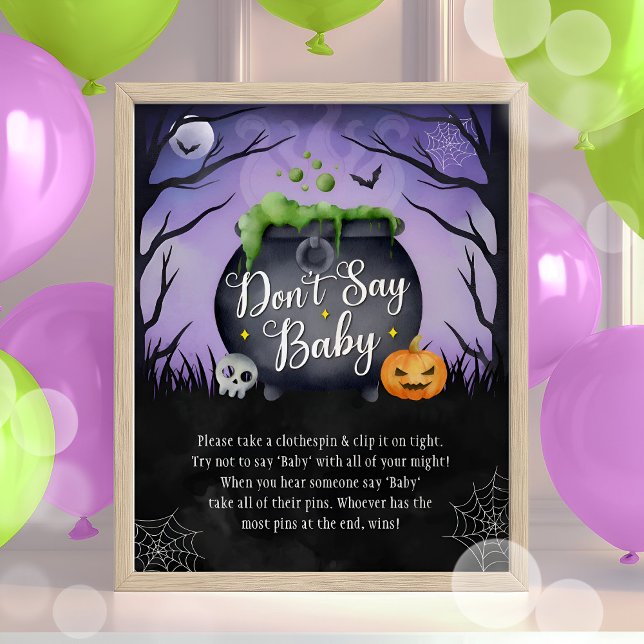 Póster Rótulo de Baby Shower "No digas bebé" de Halloween (Subido por el creador)