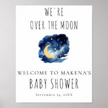 Rótulo de Baby Shower por la luna