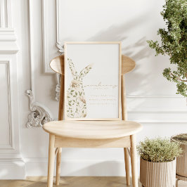 Póster Rótulo de Baby Shower Somebunny Spring Easter Flor