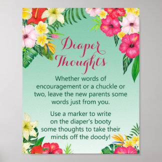 Póster Rótulo de Baby Shower tropical de Luau