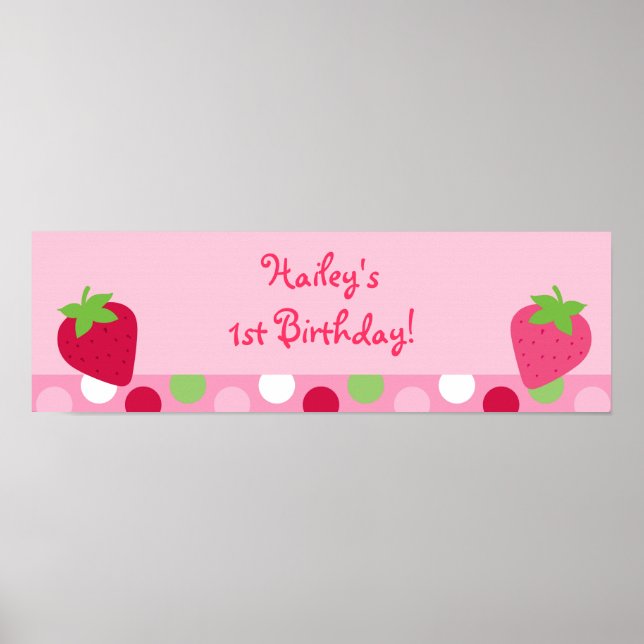 Póster Rótulo de banner Baby Shower de fresa dulce (Frente)