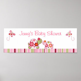 Póster Rótulo de banner de Baby Shower de moda para tortu