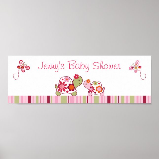 Póster Rótulo de banner de Baby Shower de moda para tortu (Frente)