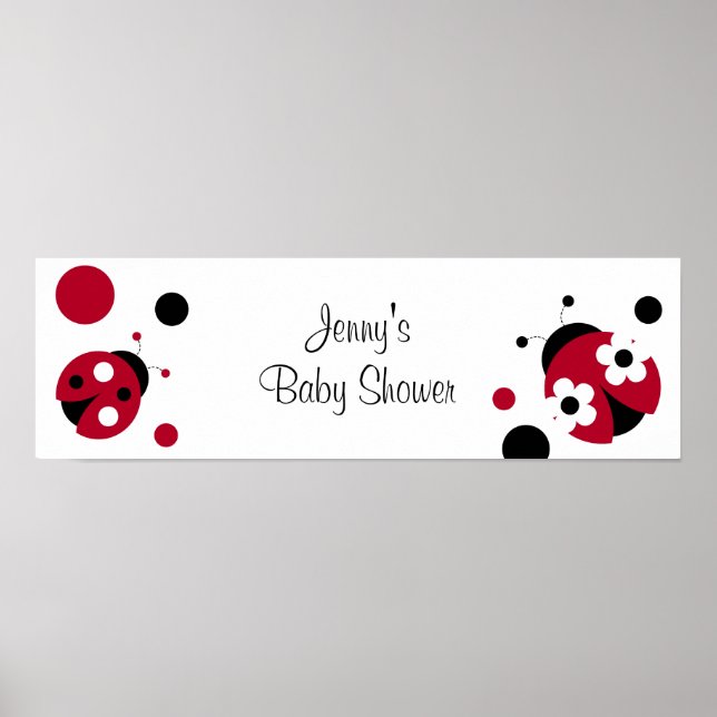 Póster Rótulo de banner de Red Ladybug Polka Dot Baby Sho (Frente)