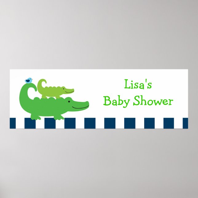 Póster Rótulo de banner personalizado del lagarto Preppy (Frente)