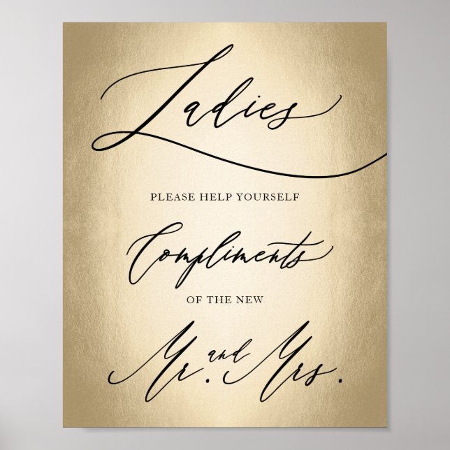 Póster Rótulo de baño femenino con guión de caligrafía el (Frente)