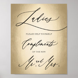 Póster Rótulo de baño femenino con guión de caligrafía el