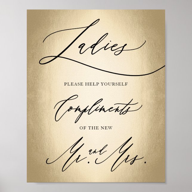 Póster Rótulo de baño femenino con guión de caligrafía el (Frente)