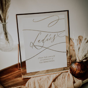 Póster Rótulo de baño para damas de la caligrafía románti